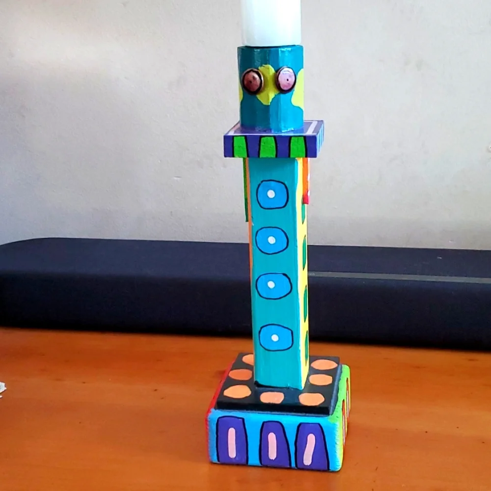 Third Ste USA colorful and whimsical candlestick holder yellow blue green red